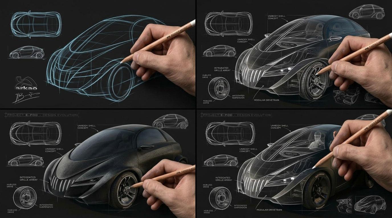 design graphique concept roughs images 3 D logiciels classiques assisté par IA