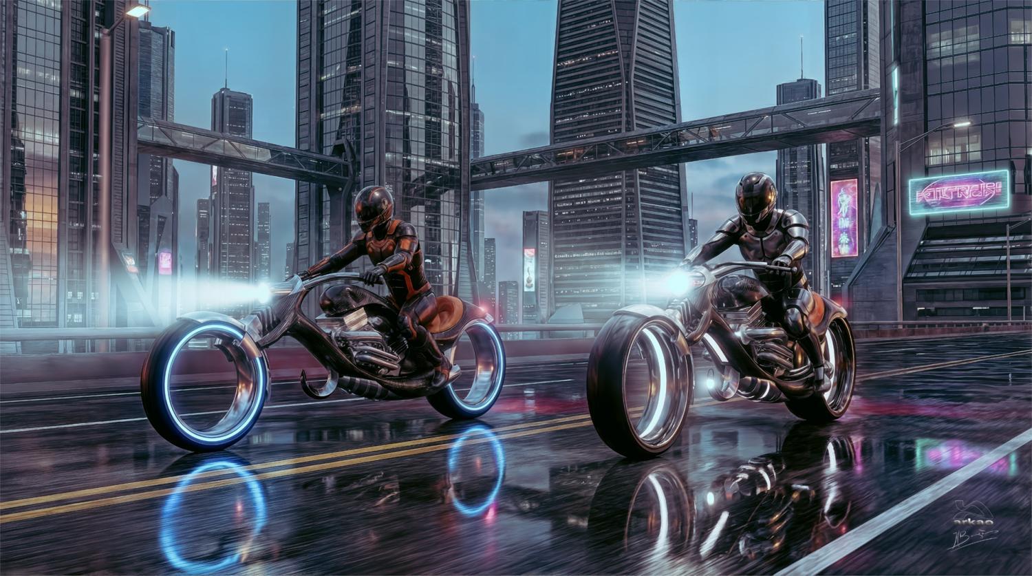 Moto dans la ville.