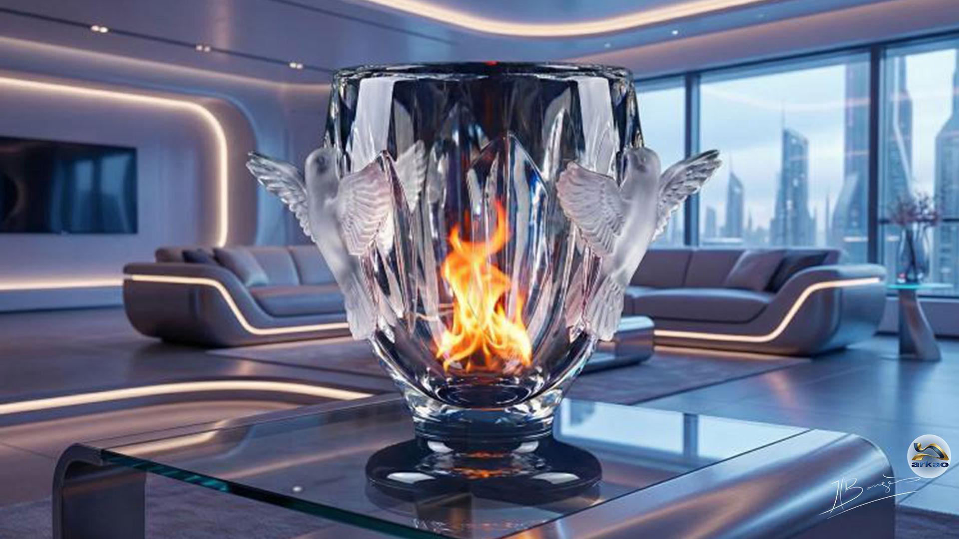 Les arts du feu vase en cristal.